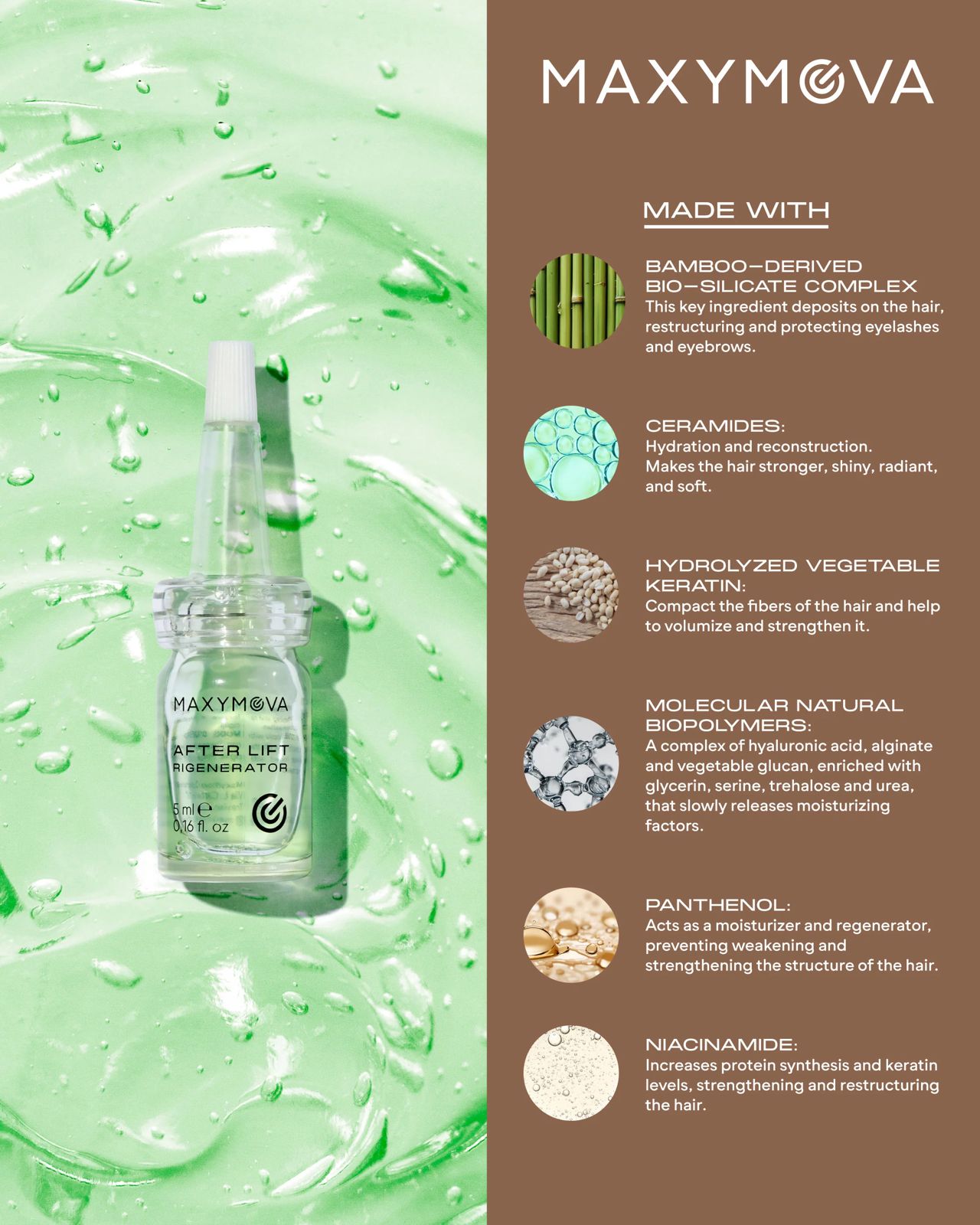 AFTER LIFT serum rigjenerues - Formulë Vegan Miqësore për Qerpikët&Vetullat me Biosilikate Bambuje