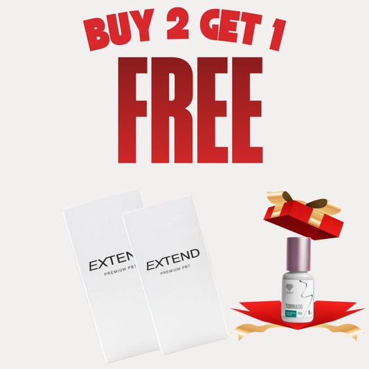 2 PALETA QERPIKËSH EXTEND LASHES + GLUE TORNADO DHURATË